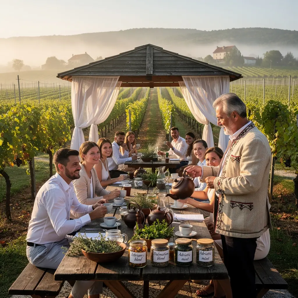 Različiti paketi čaja s prirodnim biljem na drvenom stolu.